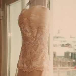 Ivory beaded wedding dress - size 10